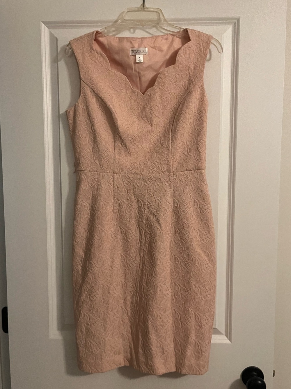 Tevolio Light Pink Jacquard Sheath Dress